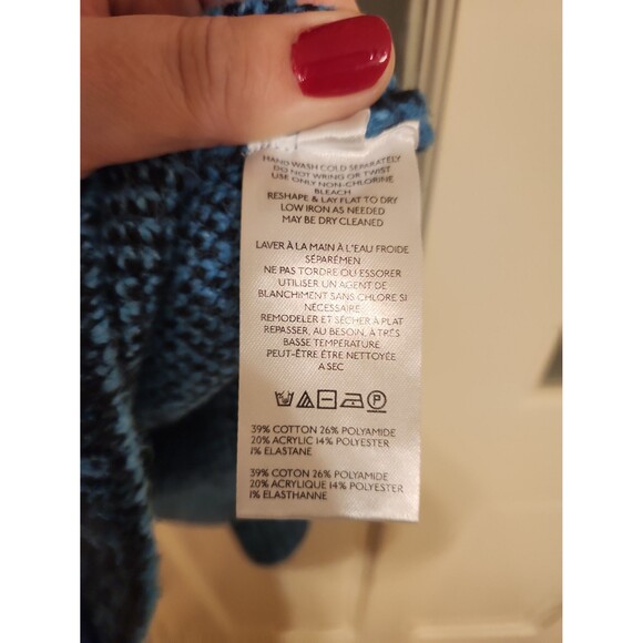 Free People Stateside Laguna Blue & Black Knit Striped Cardigan Buttons Size M - Picture 8 of 9